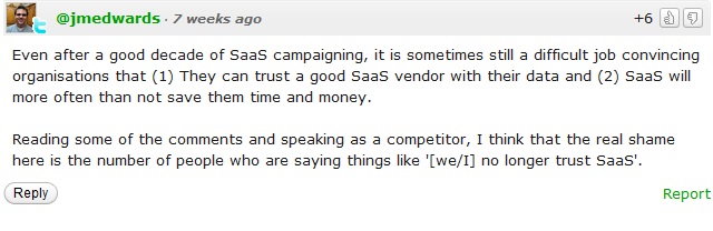 Kayako comment on Zendesk SaaS