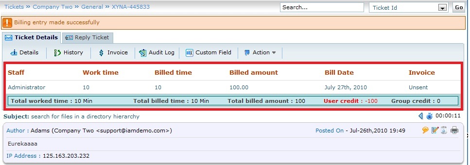 Billing Note
