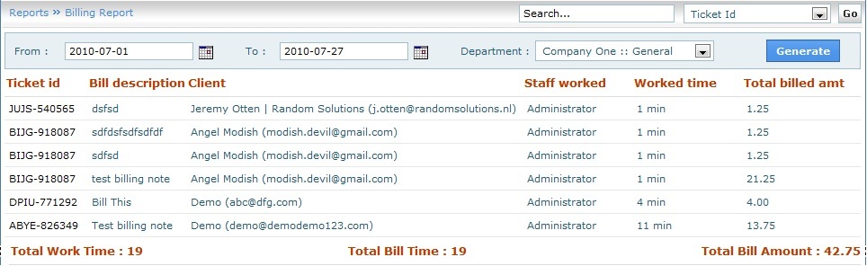 Billing Report